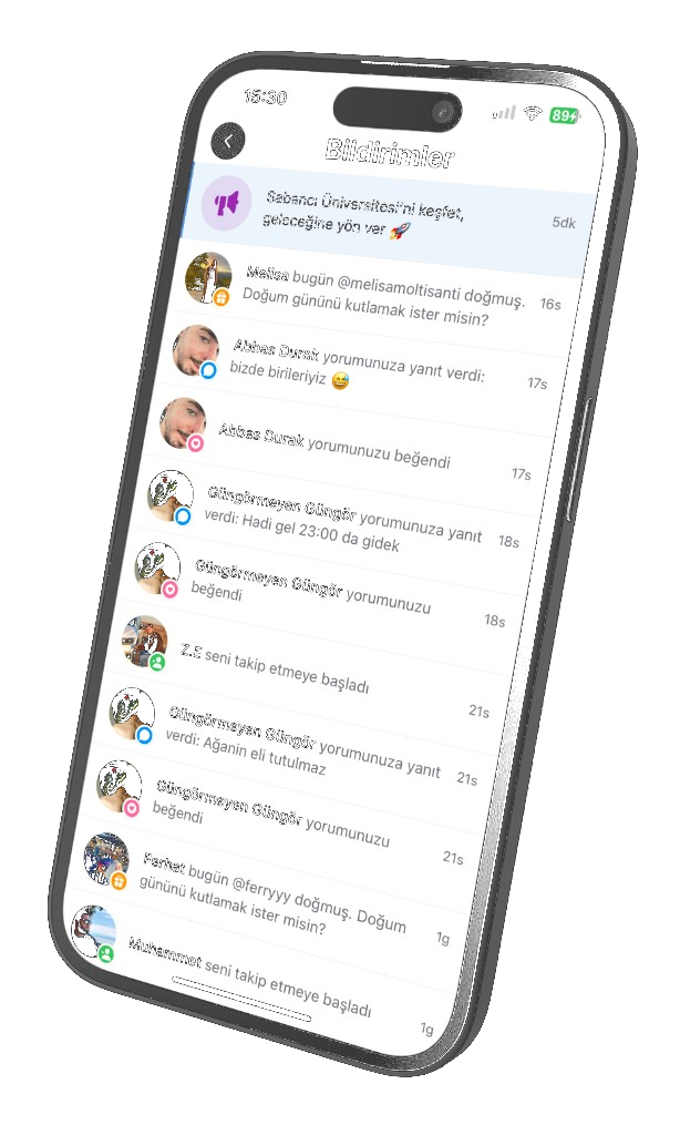 Kampusify içinde sponsorlu içerik ve in-app bildirim örneği