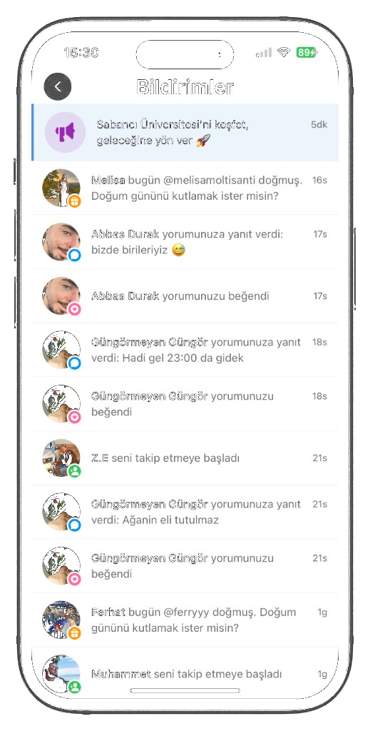Kampusify uygulama içi sponsorlu bildirim örneği